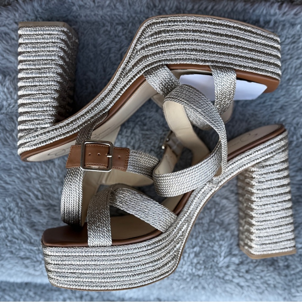 Jessica Simpson Silver Platform Sandals